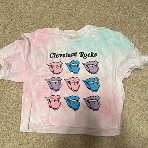 Cleveland, tie-dyed rolling stones cropped tshirt